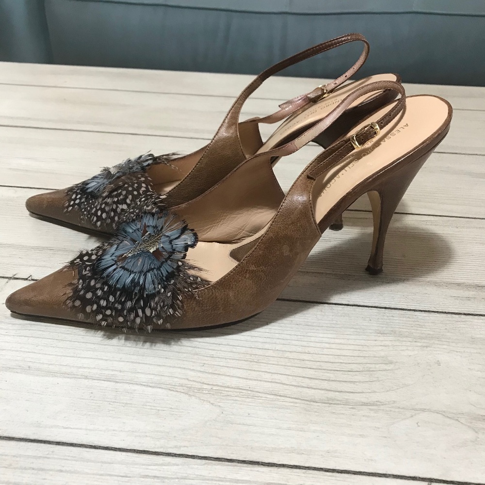 Alessandro Dell'Acqua Feather and Leather Pumps - Picture 3 of 16